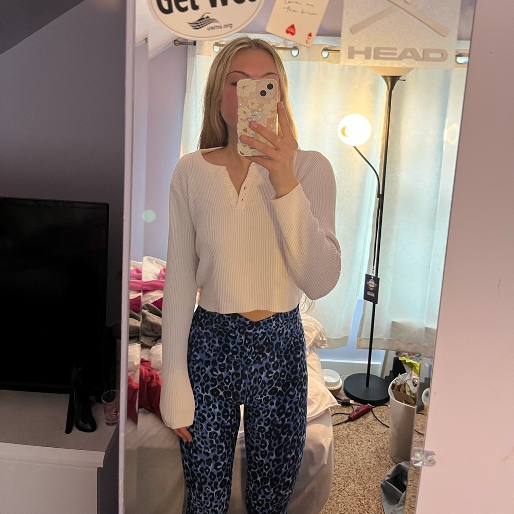 Brandy Melville white ribbed longsleeve